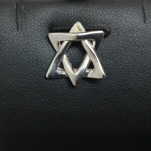 Mens Ladies 14k White Real Solid Gold Star of David Charm Pendant 2.30gr